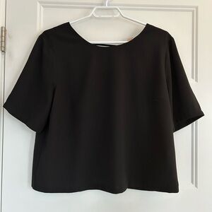 Forever 21 Black Short-Sleeve Boatneck Top
